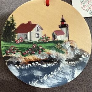 Hand Painted Ornament By Artist Hilary E. Bartlett Of Curtis Island Light Camden